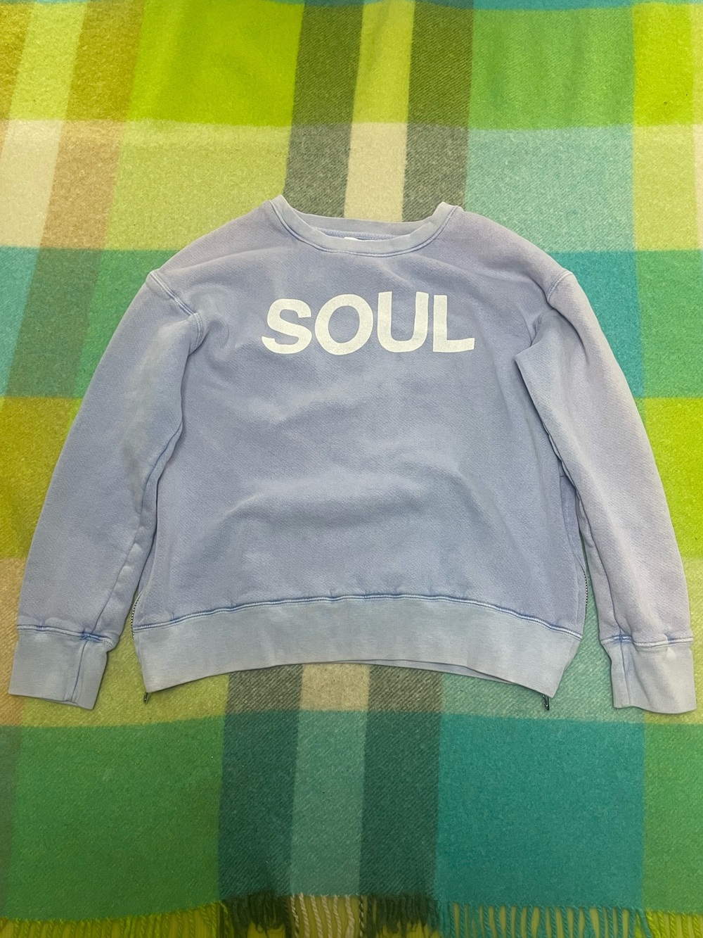 SoulCycle x Sundry Distressed Lilac Raglan Crewneck Sweatshirt